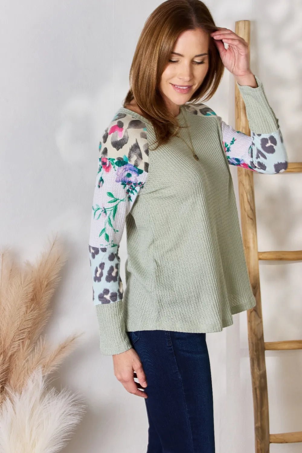 Hailey & Co Full Size Printed Round Neck Blouse - Eco4life Clothing and Accessories