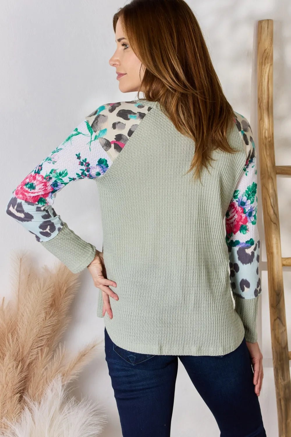 Hailey & Co Full Size Printed Round Neck Blouse - Eco4life Clothing and Accessories