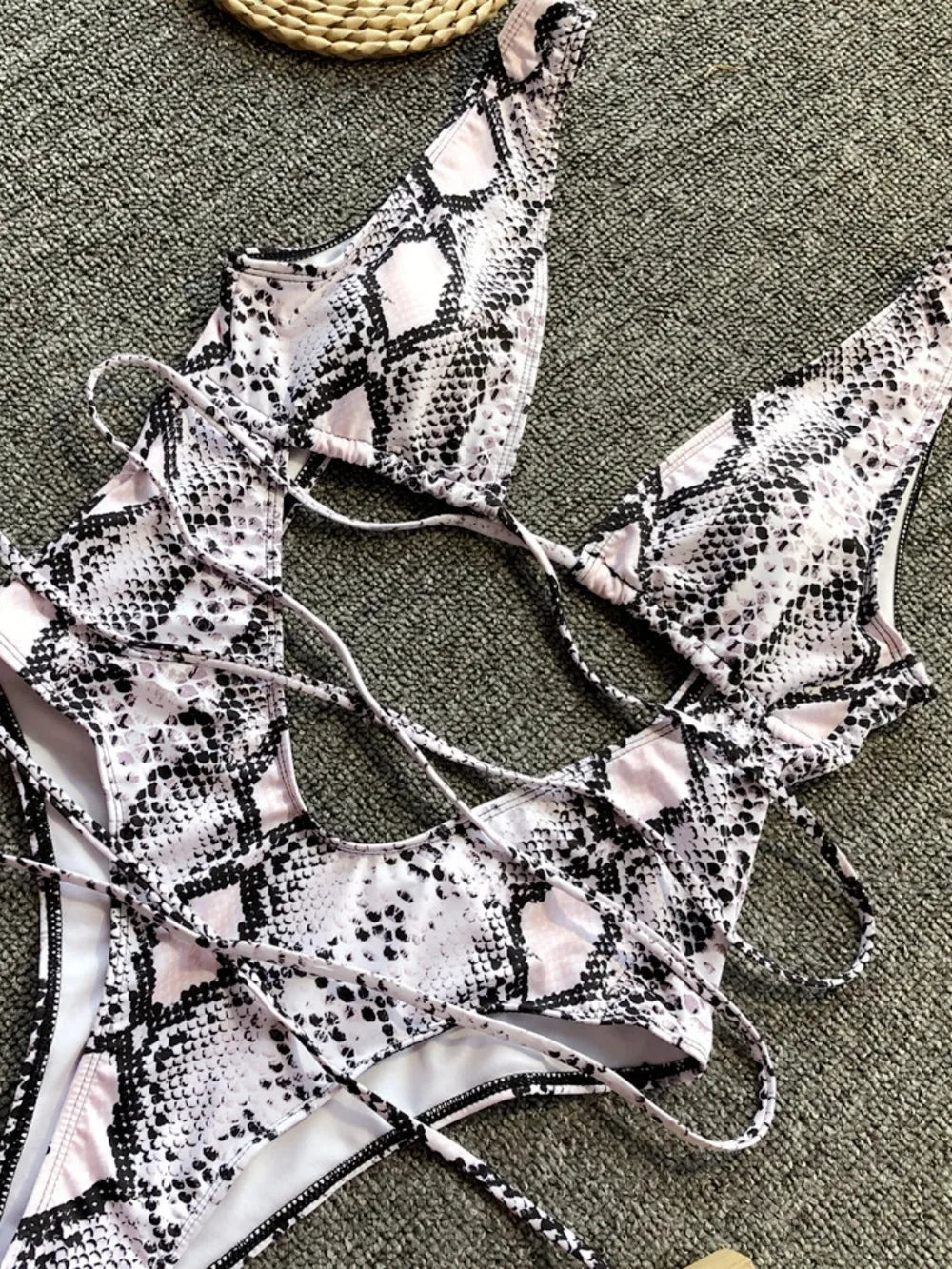 Lace - Up Backless Plunge One - Piece Swimwear - Eco4life Clothing and Accessories