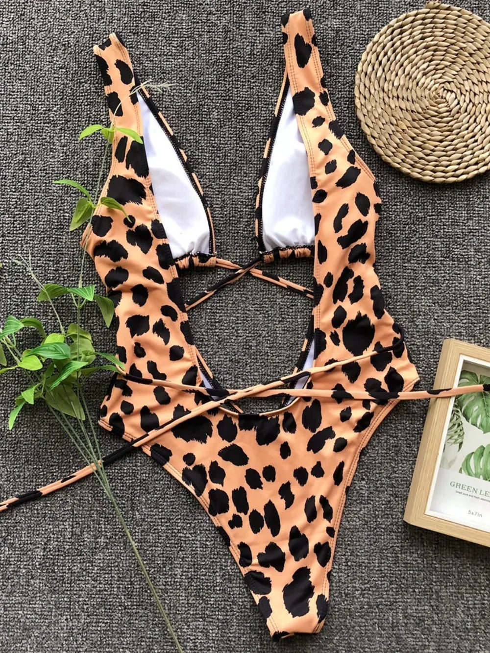 Lace - Up Backless Plunge One - Piece Swimwear - Eco4life Clothing and Accessories