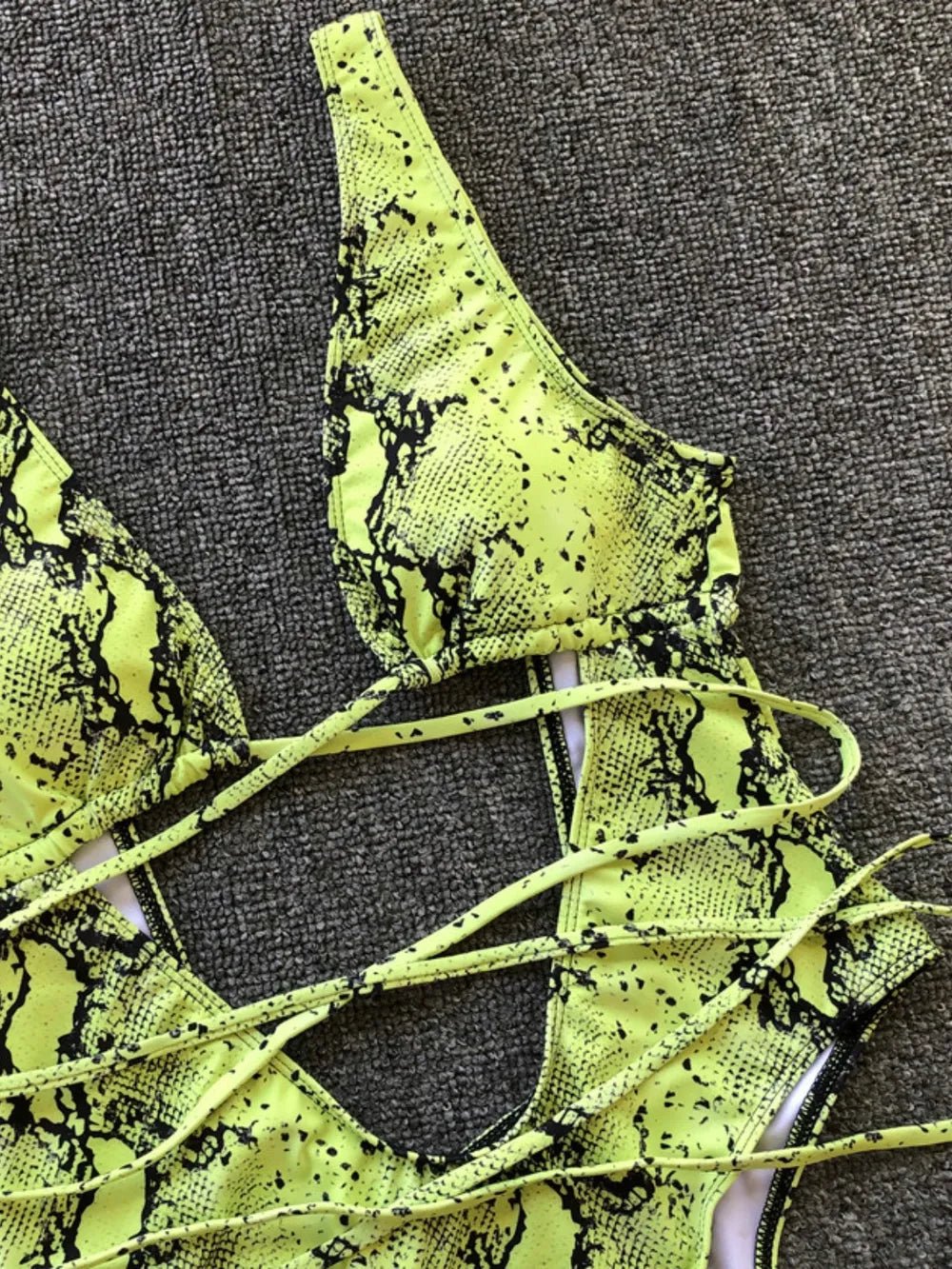 Lace - Up Backless Plunge One - Piece Swimwear - Eco4life Clothing and Accessories