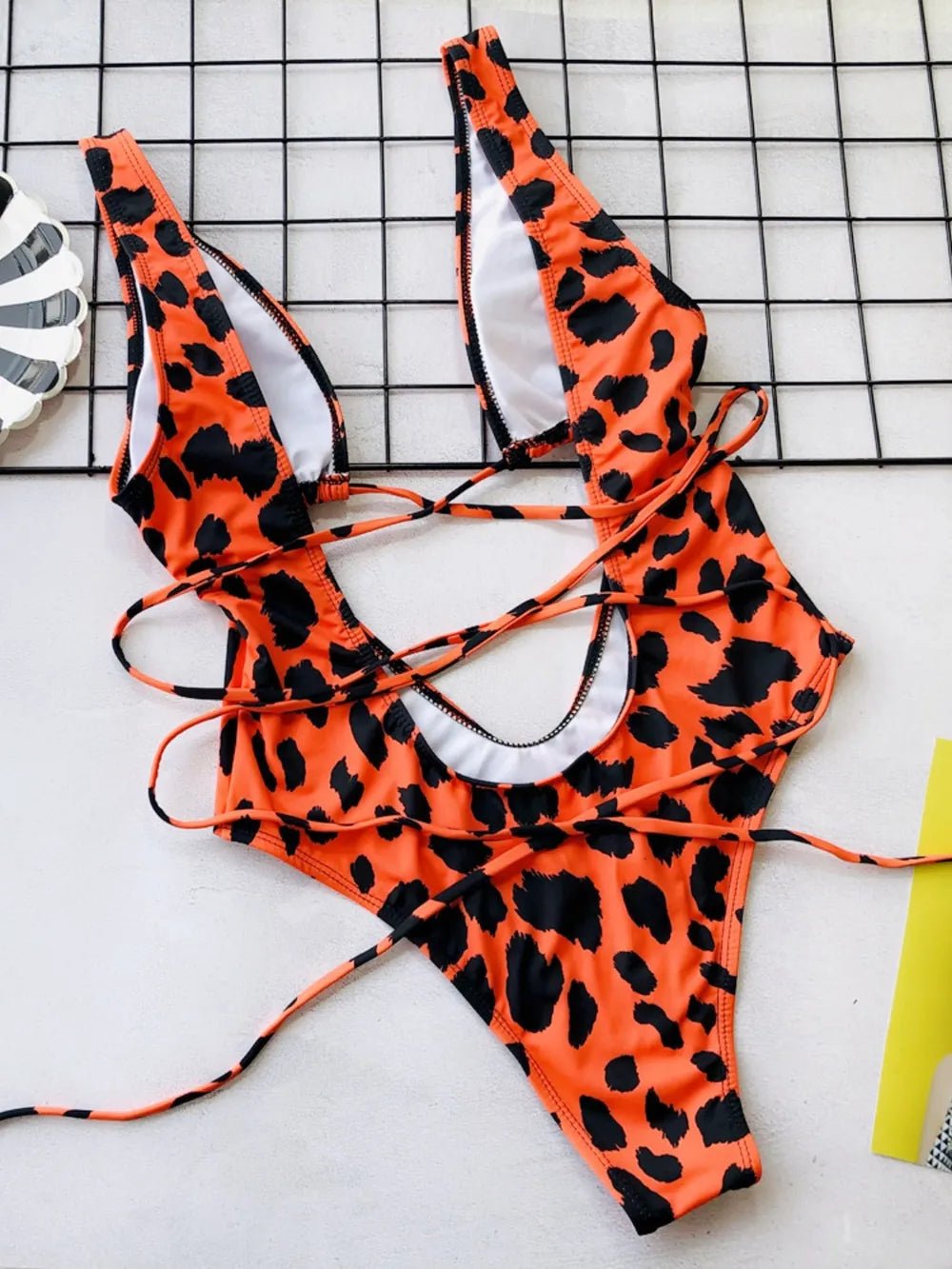 Lace - Up Backless Plunge One - Piece Swimwear - Eco4life Clothing and Accessories