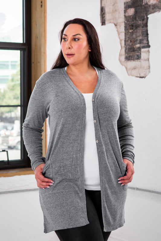 Ladies Eco - Triblend Rib Cardigan - Eco4life Clothing and Accessories
