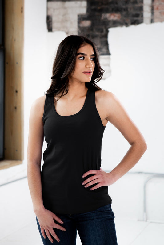 Ladies Premium Cotton Rib Racerback Tank - Eco4life Clothing and Accessories