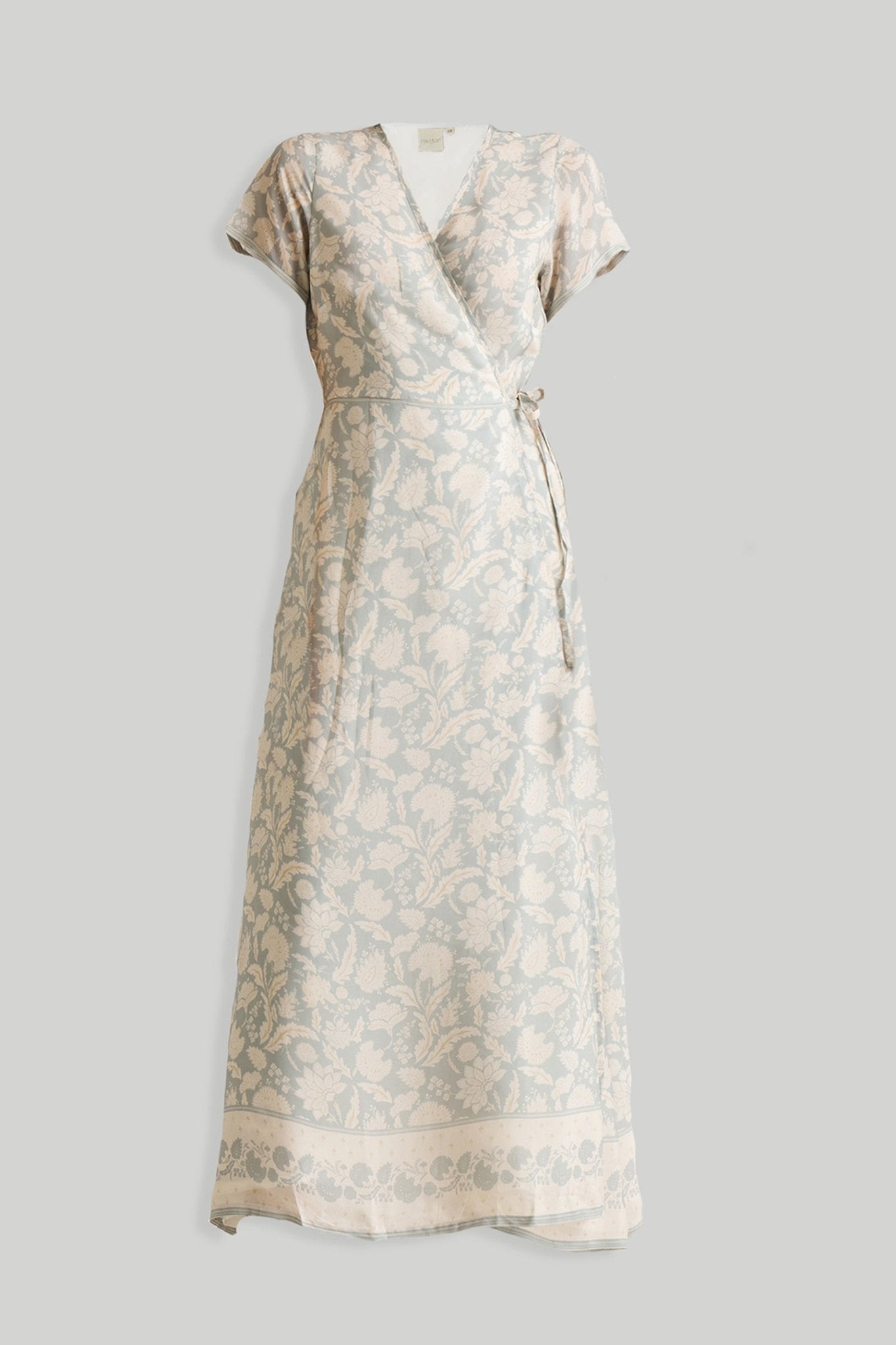 Maxi Wrap Dress in Blue Florals - Eco4life Clothing and Accessories