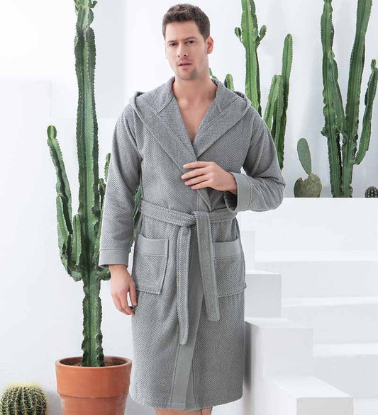 Men's Luxury Turkish Cotton Terry Cloth Robe with Hood - Eco4life Clothing and Accessories