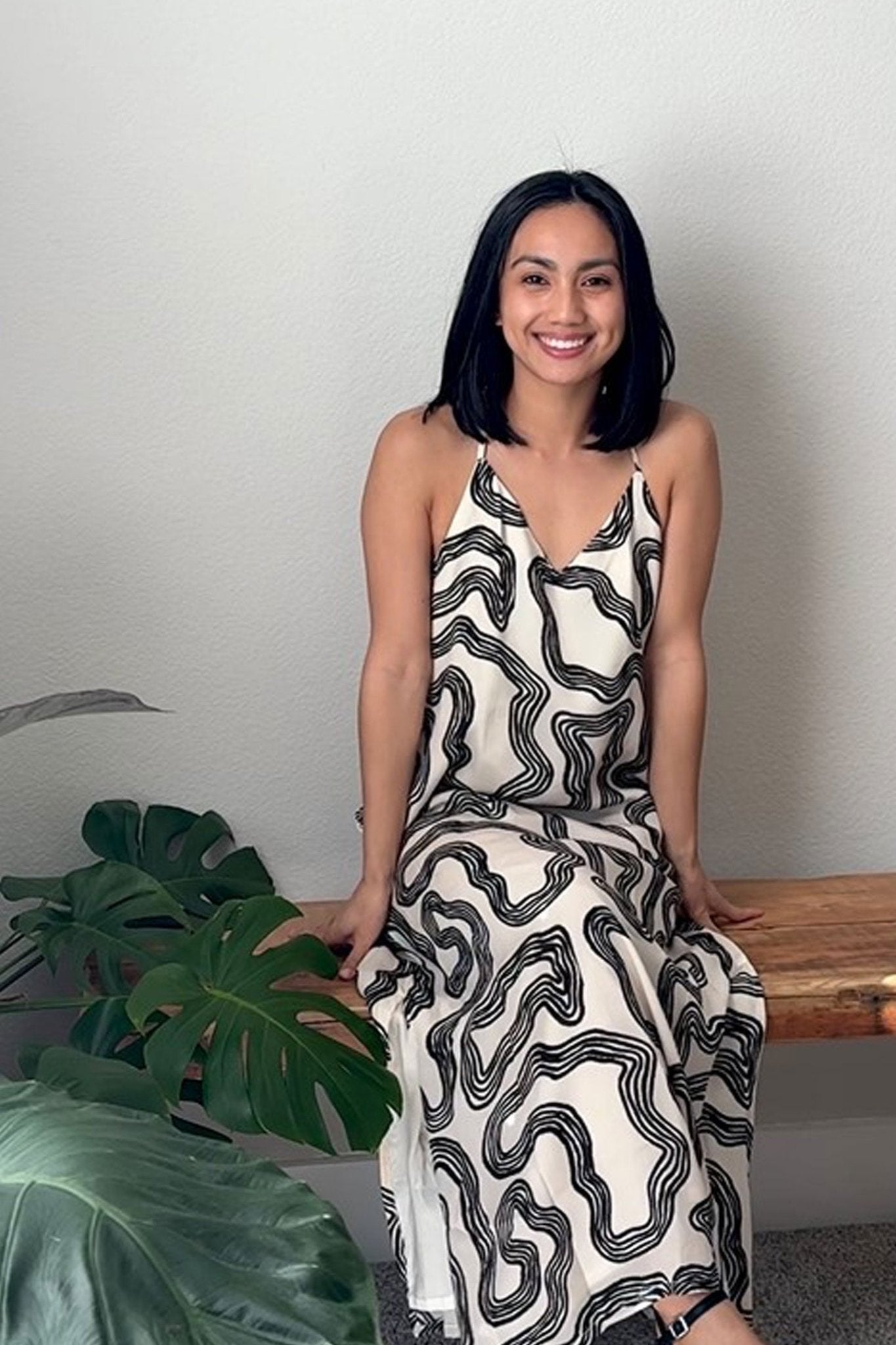 Midi Slip Dress in Black Stripes - Eco4life Clothing and Accessories