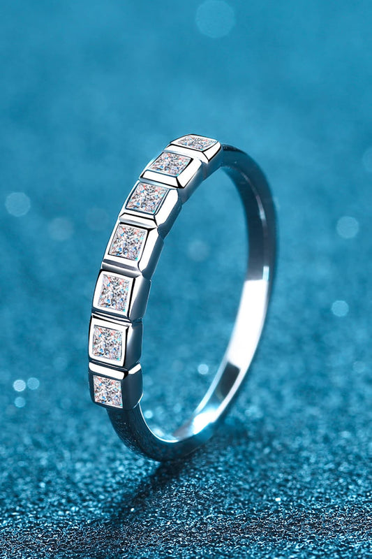 Moissanite Rhodium - Plated Half - Eternity Ring - Eco4life Clothing and Accessories