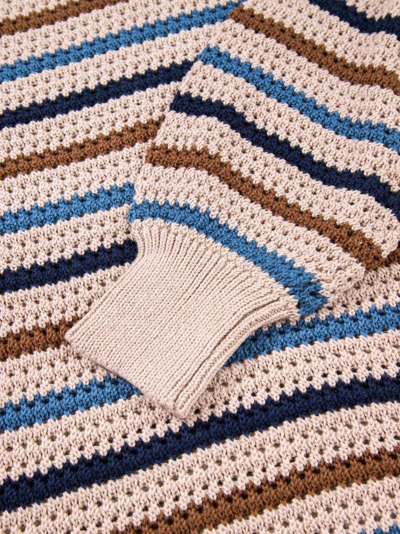 Multicolour Striped Knitted Drop Shoulder Round Neck Sweater - Eco4life Clothing and Accessories