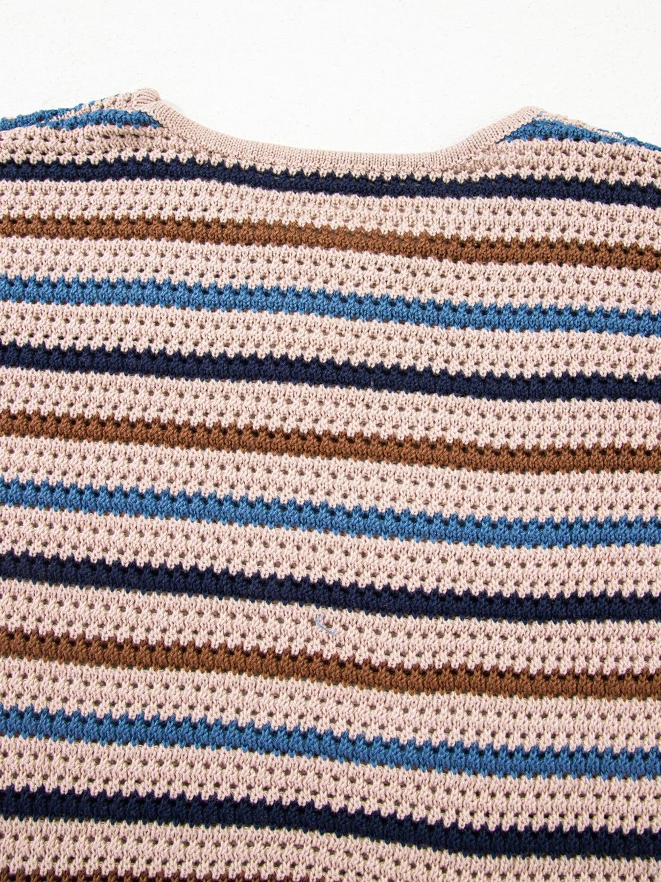 Multicolour Striped Knitted Drop Shoulder Round Neck Sweater - Eco4life Clothing and Accessories
