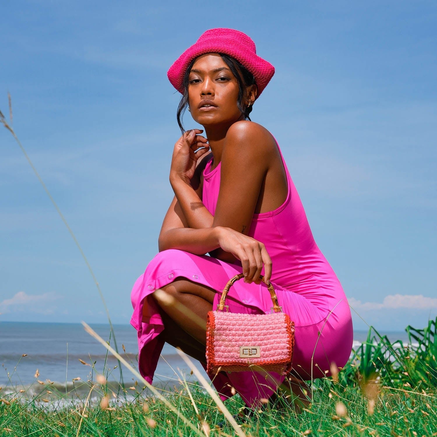 OLA Recycled Midi Dress In Dragonfruit Pink - Eco4life Clothing and Accessories