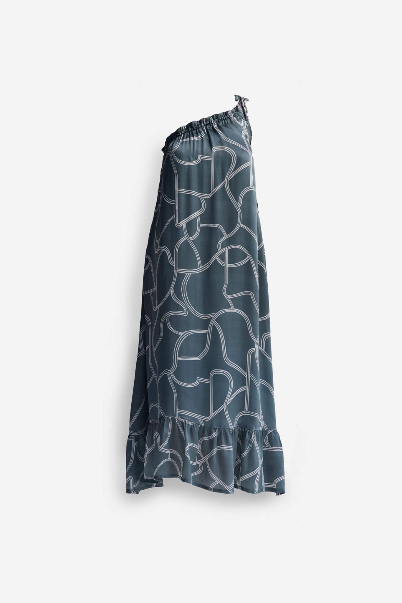 One Shoulder Maxi Dress in Abstract Stripes - Eco4life Clothing and Accessories