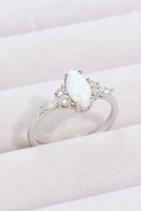 Opal and Zircon Platinum - Plated Ring - Eco4life Clothing and Accessories