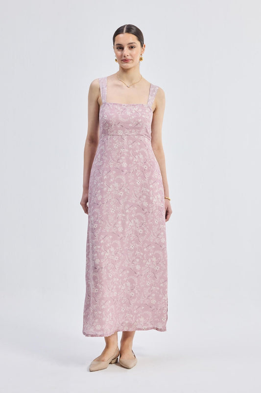 Perfect Floral Maxi with Tapered Straps in Pink - Eco4life Clothing and Accessories