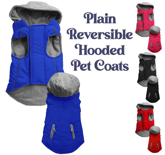 Pet Dog & Cat Reversible Hooded Coat Blank, Plain - Eco4life Clothing and Accessories