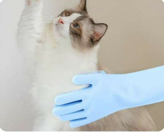 Pet Grooming Silicone Rubber Scrubber Cleaning Blue Color 2 in 1 - Eco4life Clothing and Accessories