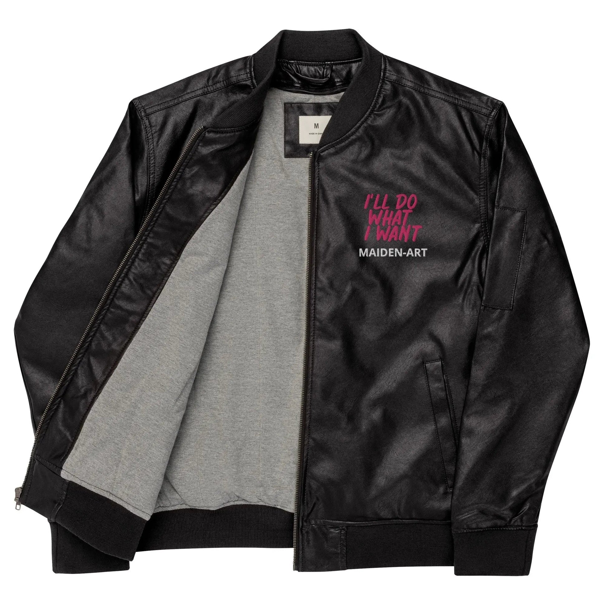 REBEL GIRL Leather Bomber Jacket - Eco4life Clothing and Accessories
