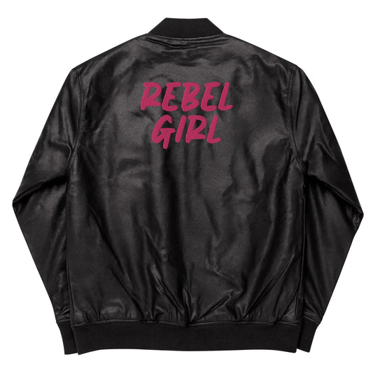 REBEL GIRL Leather Bomber Jacket - Eco4life Clothing and Accessories