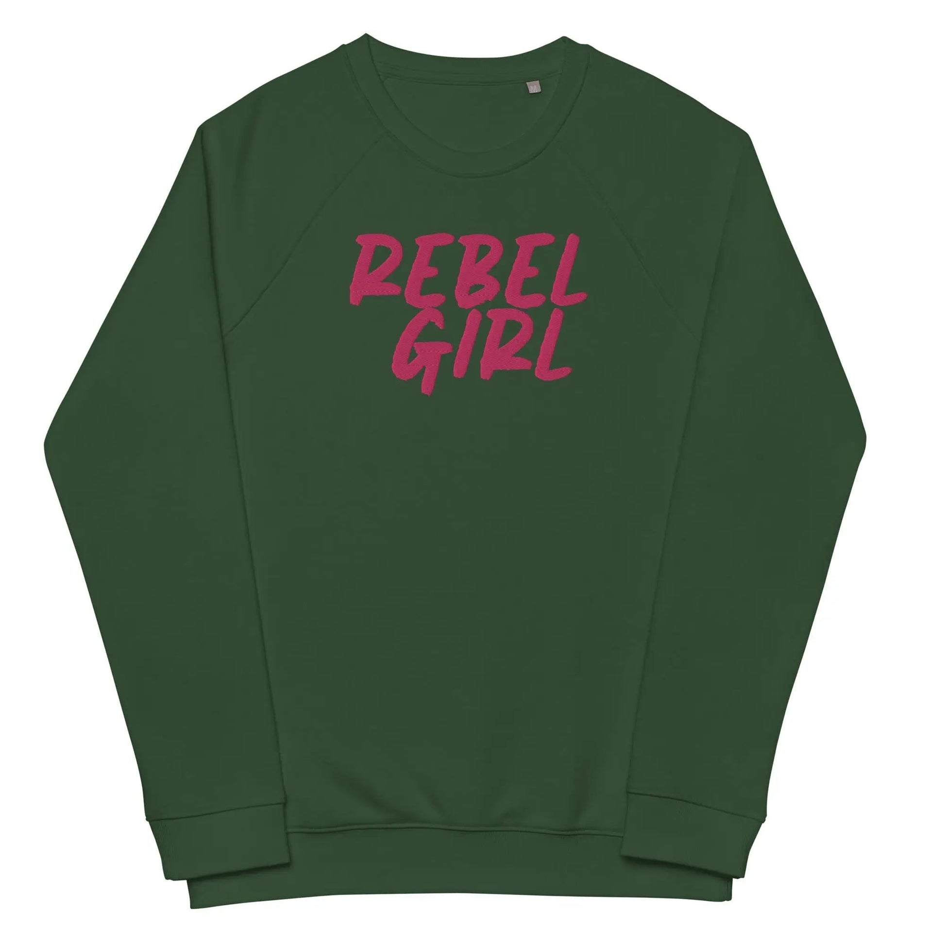 Rebel Girl Unisex organic raglan sweatshirt Organic Clothing with EMBROIDERY - Eco4life Clothing and Accessories