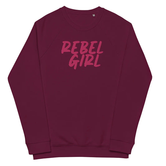 Rebel Girl Unisex organic raglan sweatshirt Organic Clothing with EMBROIDERY - Eco4life Clothing and Accessories