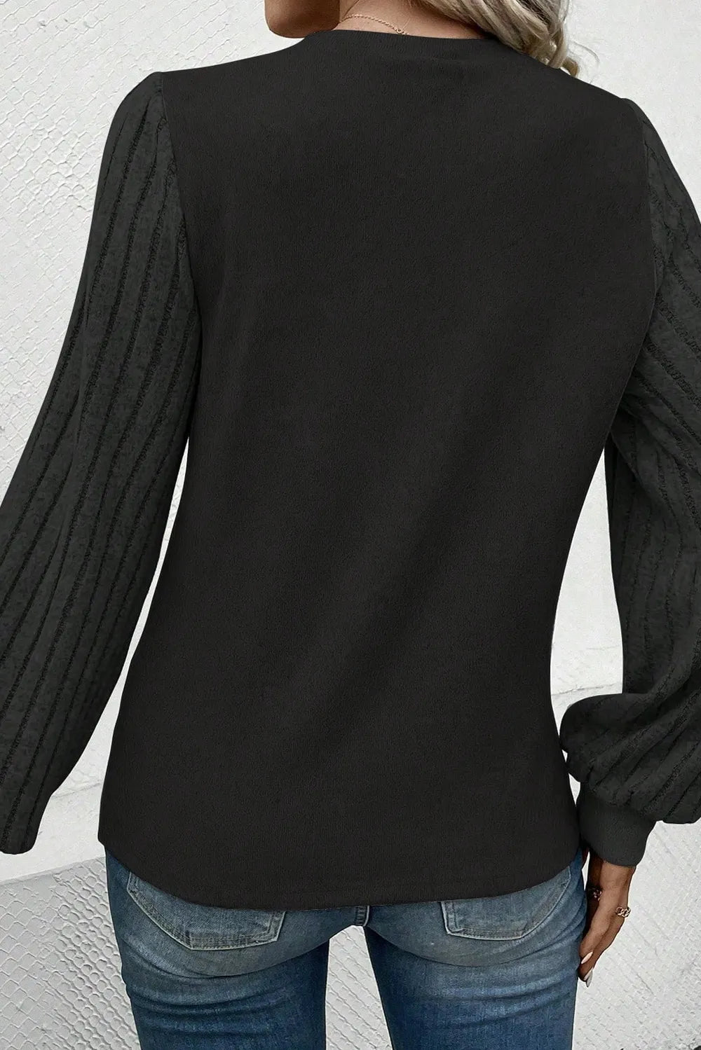 Ribbed Round Neck Long Sleeve Knit Top - Eco4life Clothing and Accessories