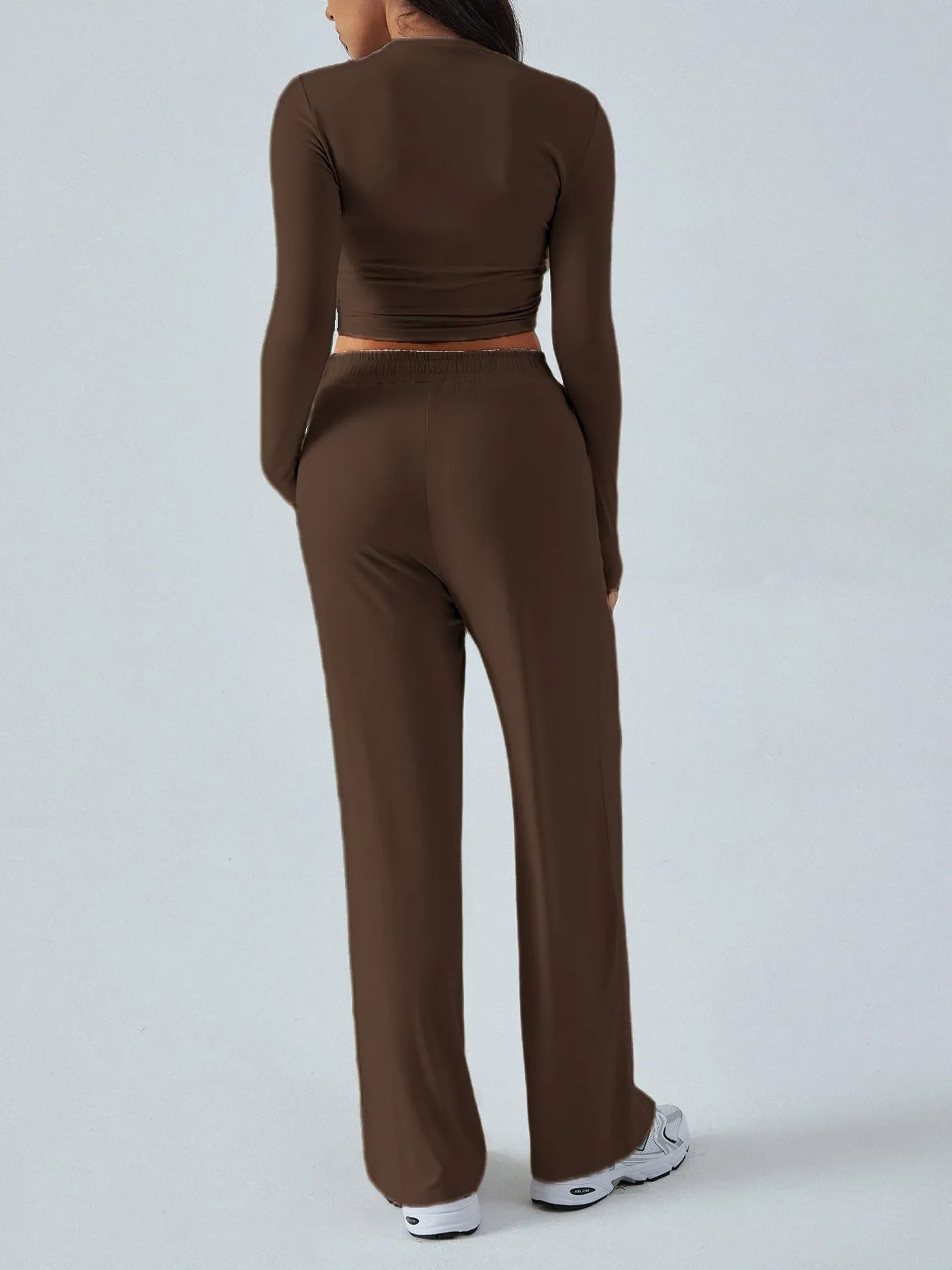 Round Neck Long Sleeve Top and Pants Set - Eco4life Clothing and Accessories