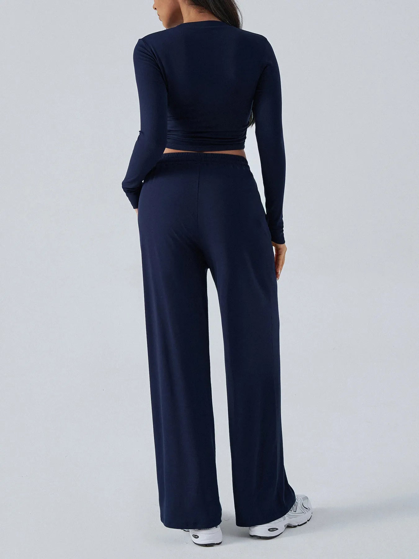 Round Neck Long Sleeve Top and Pants Set - Eco4life Clothing and Accessories