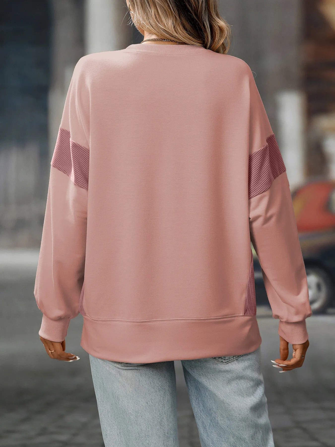 Slit Round Neck Long Sleeve Sweatshirt - Eco4life Clothing and Accessories