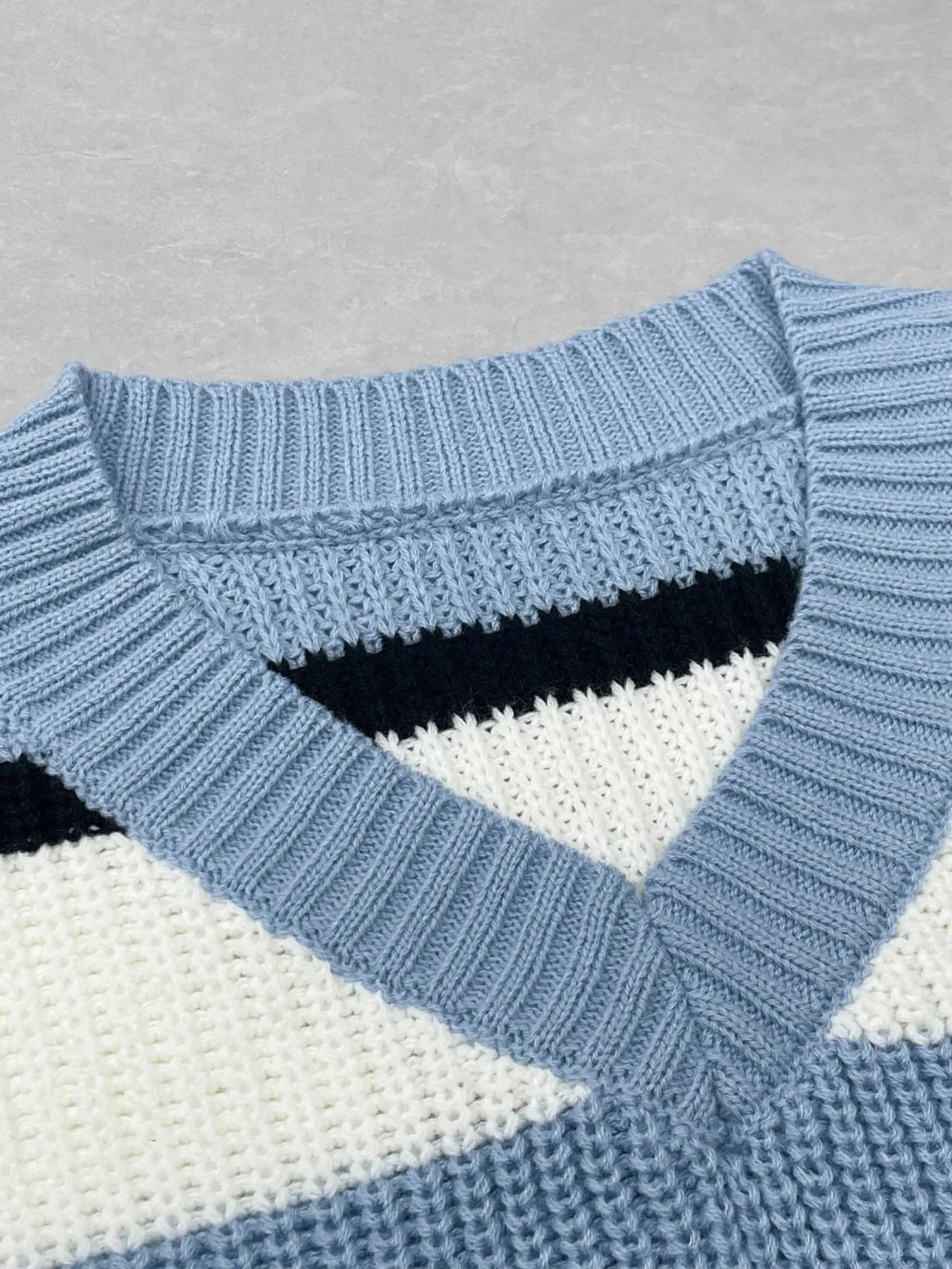 Striped V - Neck Color Block Sweater - Eco4life Clothing and Accessories