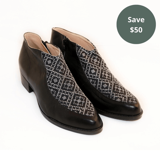 Tatreez Bootie - Black and Gray - Eco4life Clothing and Accessories