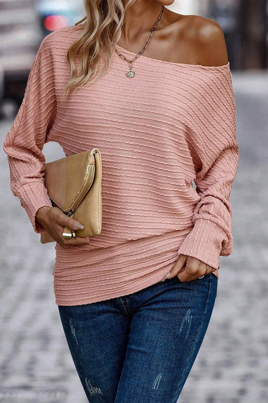 Texture Round Neck Long Sleeve Top - Eco4life Clothing and Accessories