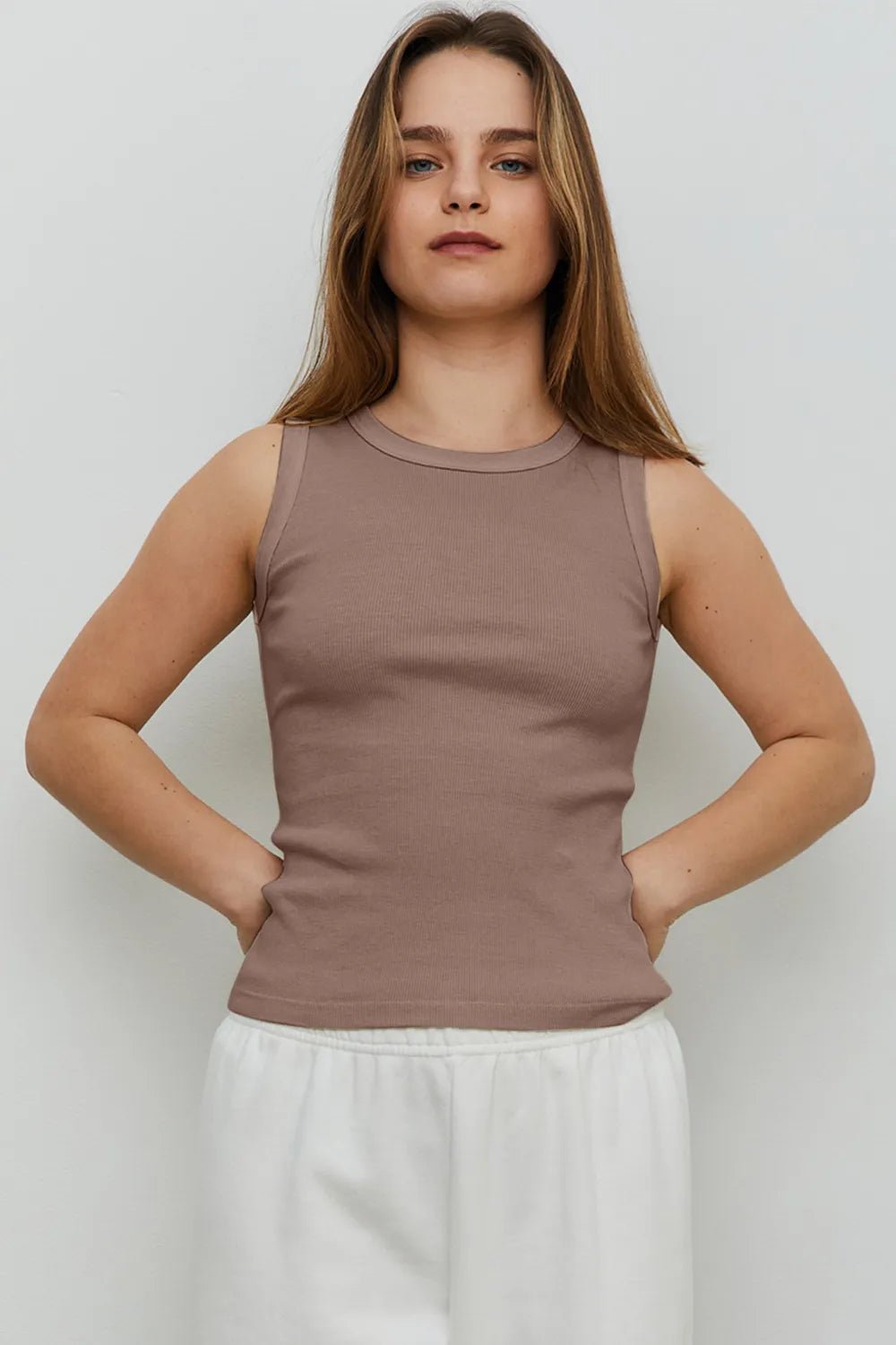 THE BLANK LAB Round Neck Ribbed Cropped Tank - Eco4life Clothing and Accessories