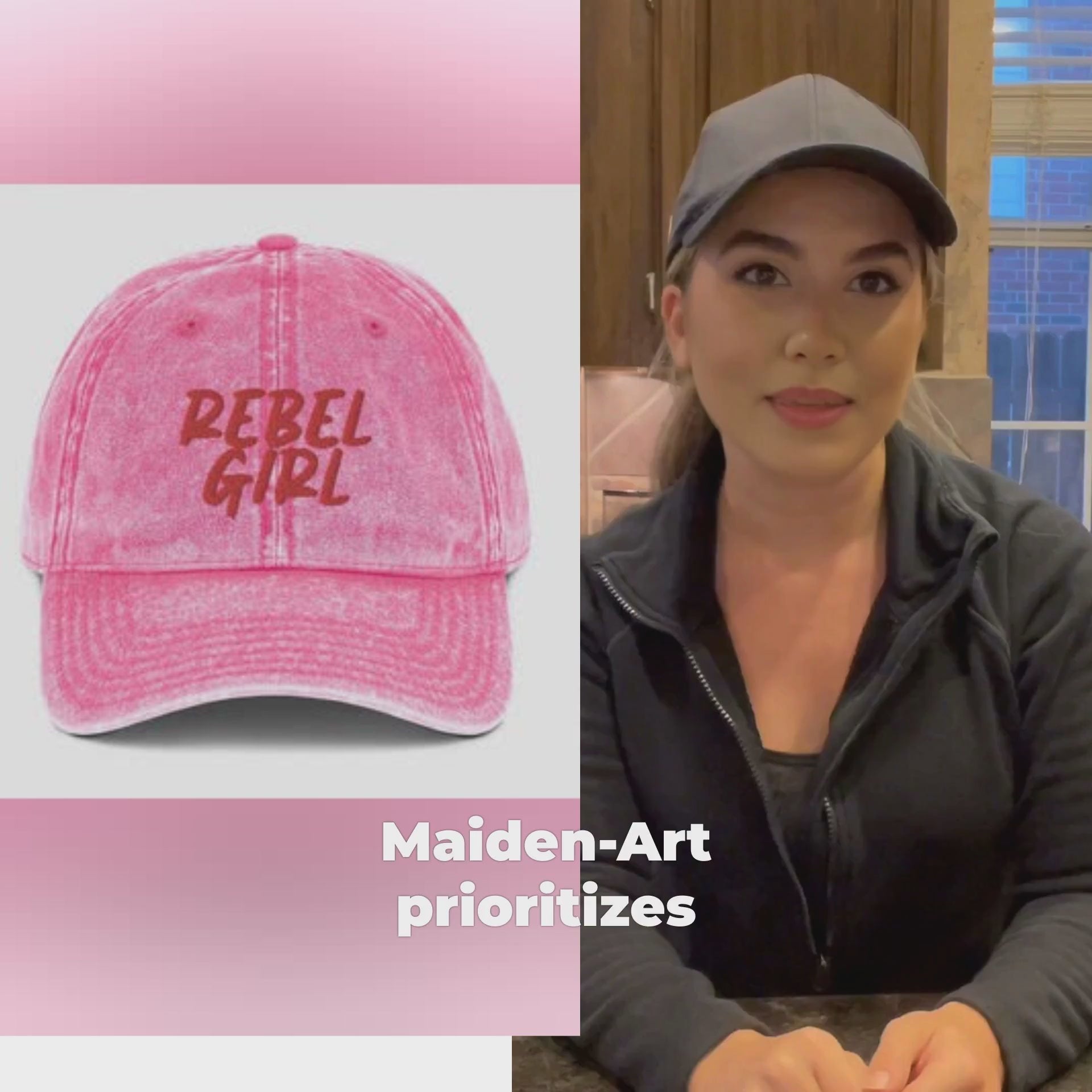 Vintage Cap REBEL GIRL Vintage Cotton Twill Cap - Eco4life Clothing and Accessories