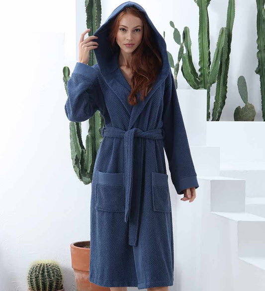 Women's Hooded Turkish Cotton Terry Cloth Robe - Eco4life Clothing and Accessories