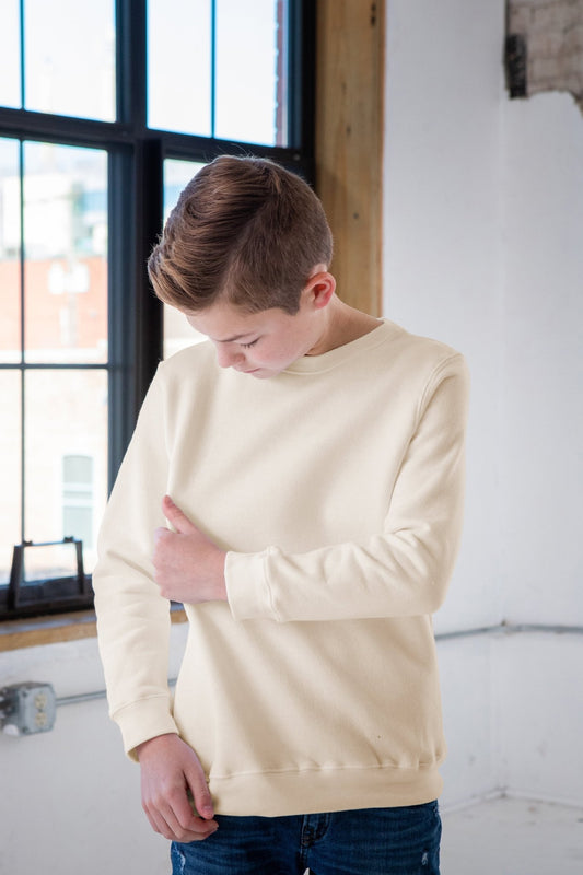 Youth Heathered Fleece Crew - Eco4life Clothing and Accessories