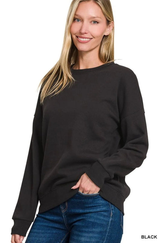 Zenana Full Size Fleece Drop Shoulder Sweatshirt Plus Size - Eco4life Clothing and Accessories